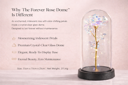 Forever Rose Dome™| Premium Artificial Rose in Glass With LED Lights